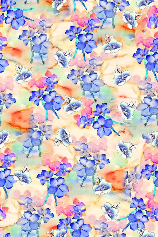 水彩花卉印花华亿平台图片