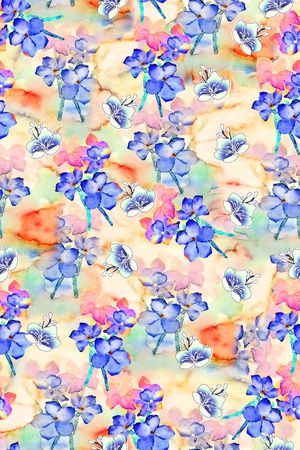 水彩花卉印花华亿平台图片