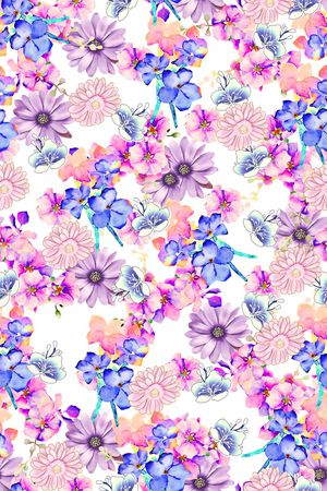 水彩花卉印花华亿平台图片