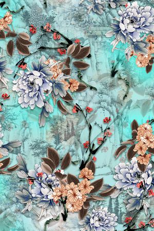 花卉印花华亿平台图片