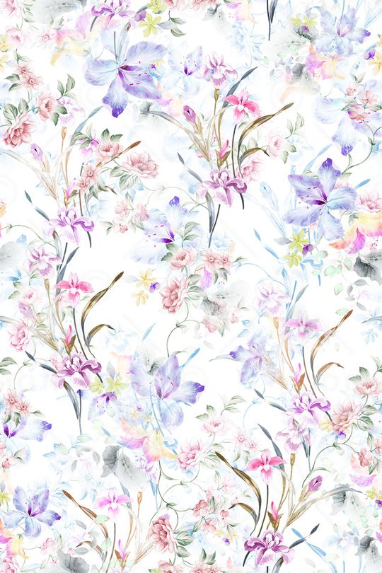 清爽底花卉印花华亿平台图片