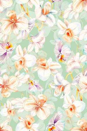 清爽底花卉印花华亿平台图片