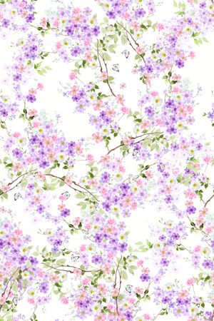 清爽底花卉印花华亿平台图片