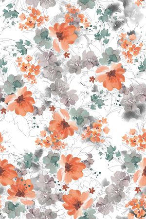 清爽底花卉印花华亿平台图片