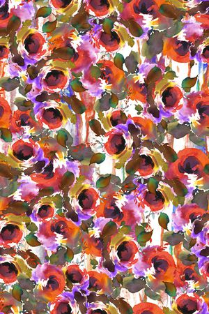 水彩花卉印花华亿平台图片