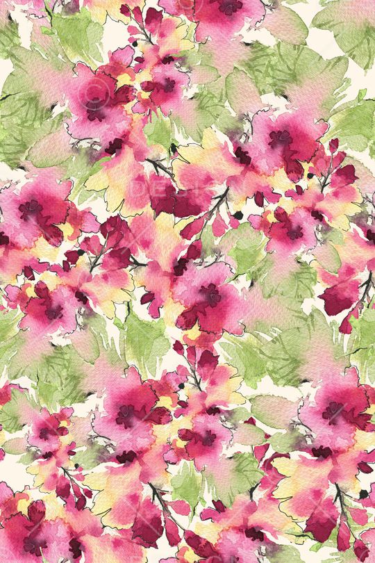 水彩花卉印花华亿平台图片