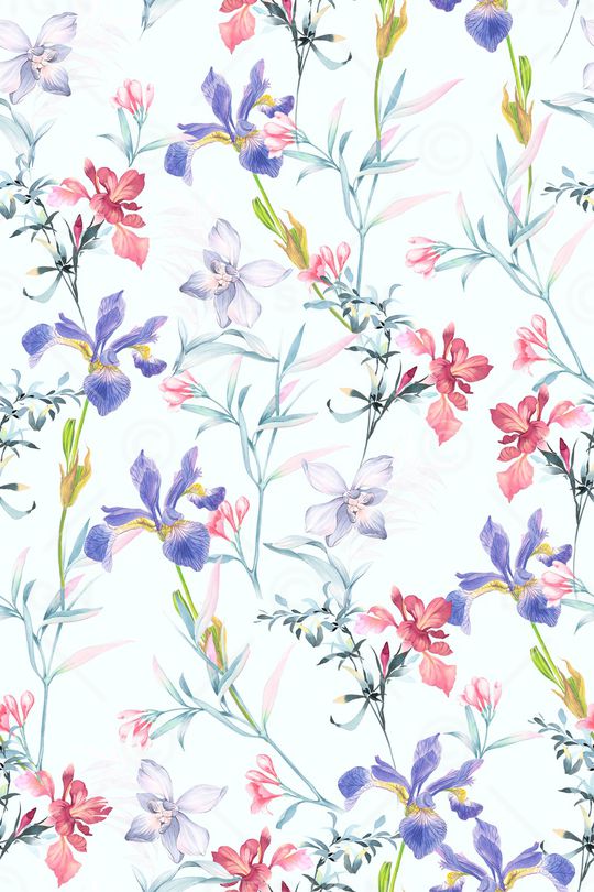 清爽底花卉印花华亿平台图片