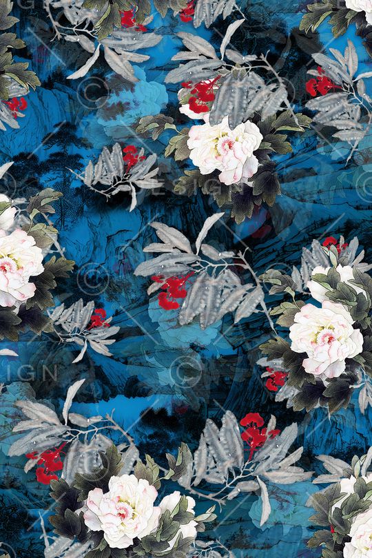 牡丹印花华亿平台图片