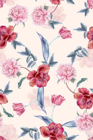 水彩花卉印花华亿平台图片