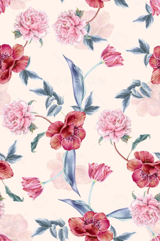 水彩花卉印花华亿平台图片