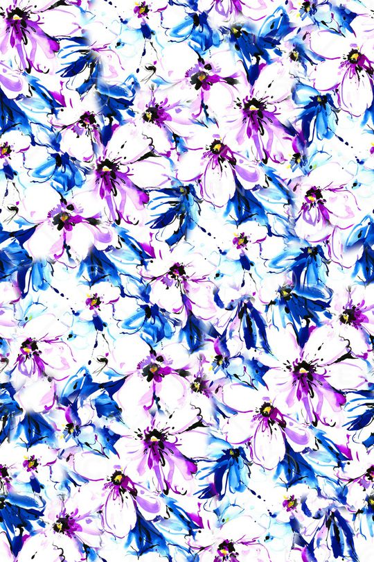 水彩花卉印花华亿平台图片