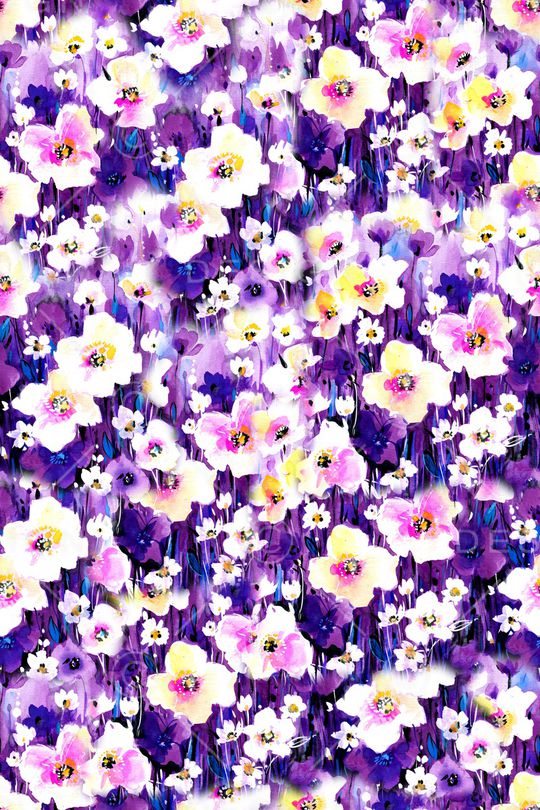 水彩花卉印花华亿平台图片