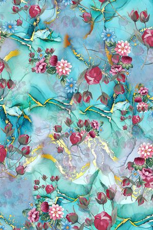 水彩花卉印花华亿平台图片