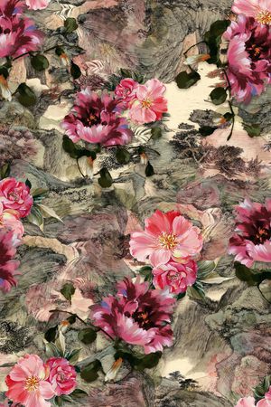 花卉印花华亿平台图片