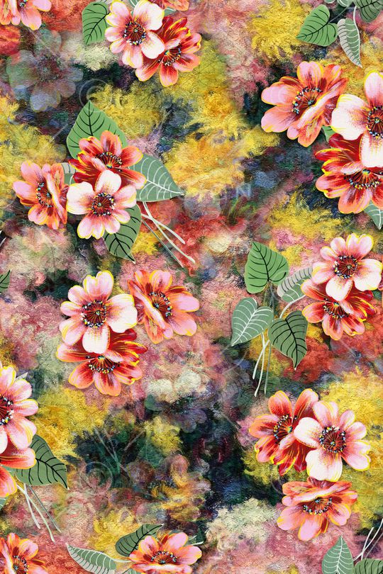 水彩花卉印花华亿平台图片