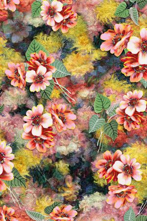 水彩花卉印花华亿平台图片