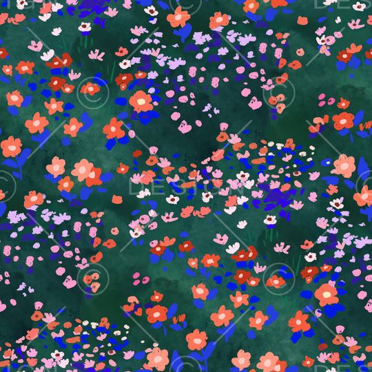 手绘花卉印花华亿平台图片