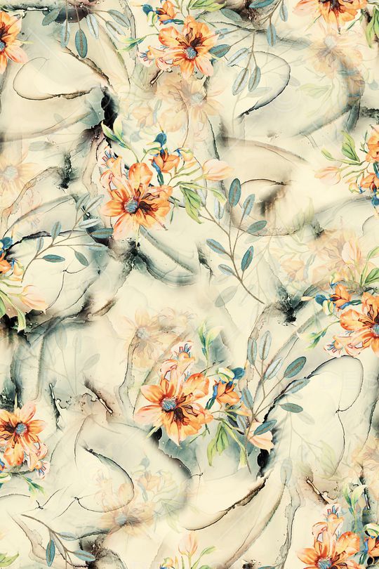 水彩花卉印花华亿平台图片