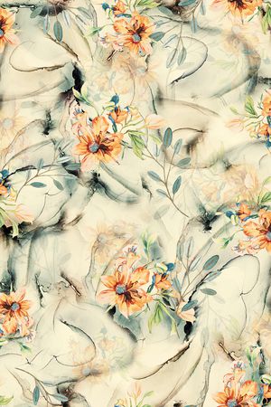 水彩花卉印花华亿平台图片