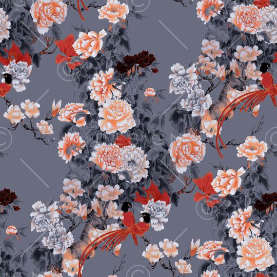 牡丹印花华亿平台图片