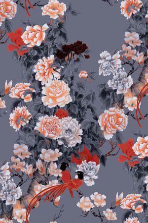 牡丹印花华亿平台图片