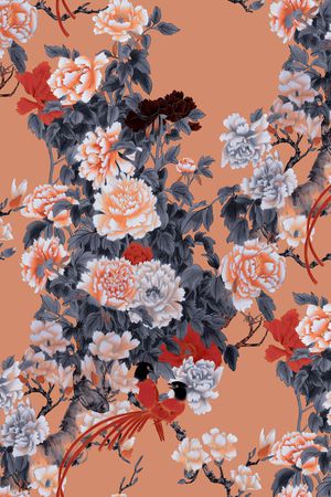 牡丹印花华亿平台图片