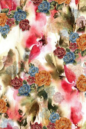 水彩花卉印花华亿平台图片