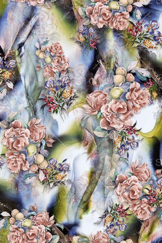 水彩花卉印花华亿平台图片