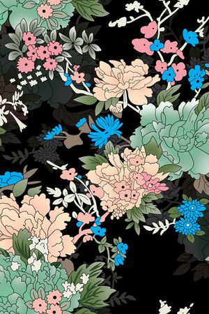 手绘花卉印花华亿平台图片