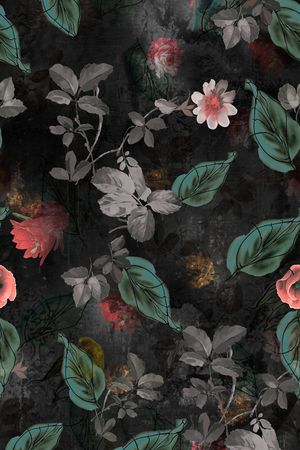 手绘花卉印花华亿平台图片