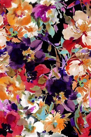 水彩花卉印花华亿平台图片