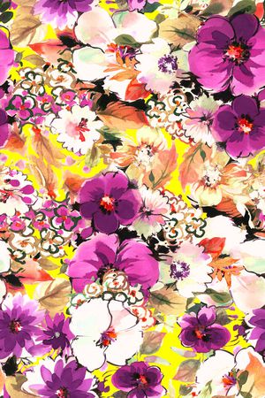 水彩花卉印花华亿平台图片