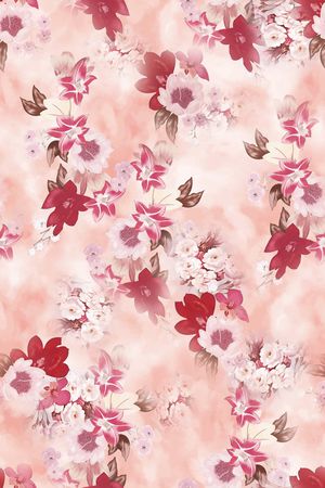 手绘花卉印花华亿平台图片