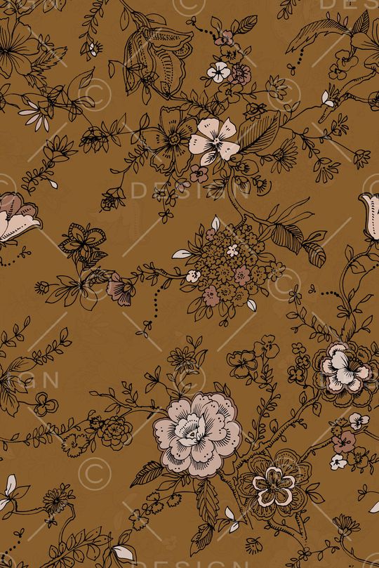 黑底花卉印花华亿平台图片