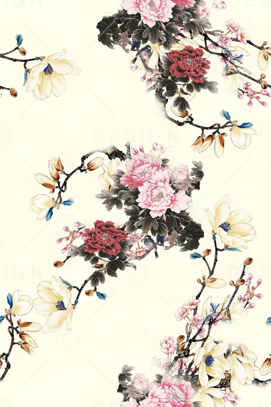 牡丹印花华亿平台图片