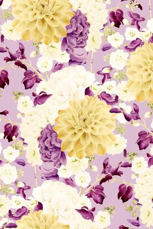 手绘大花印花华亿平台图片