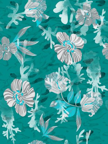 几何花卉印花华亿平台图片