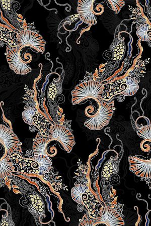 黑底花卉印花华亿平台图片