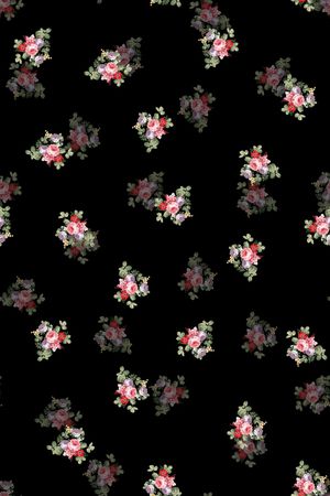 黑底花卉印花华亿平台图片