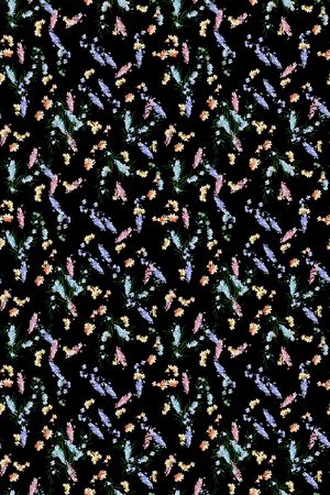 黑底花卉印花华亿平台图片