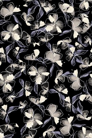 黑底花卉印花华亿平台图片