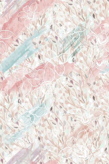 手绘花卉印花华亿平台图片