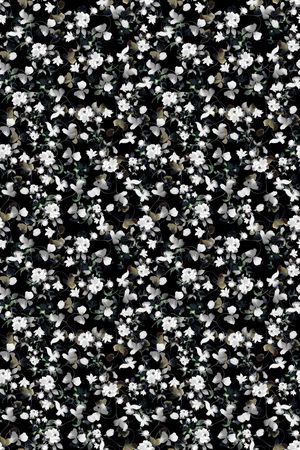 黑底花卉印花华亿平台图片