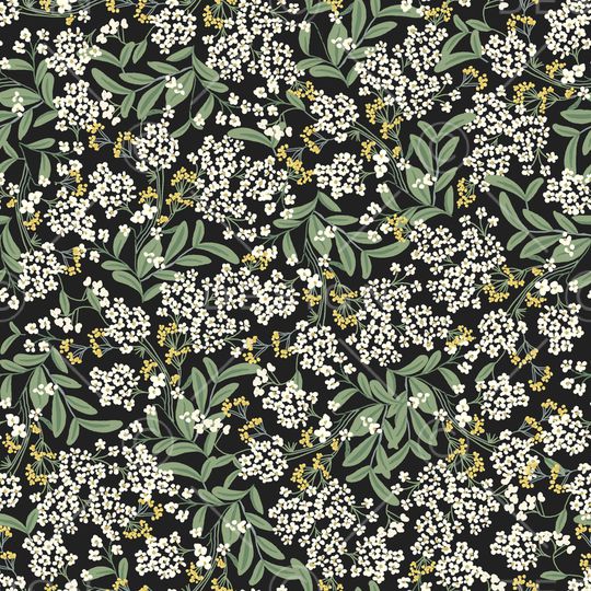 黑底花卉印花华亿平台图片