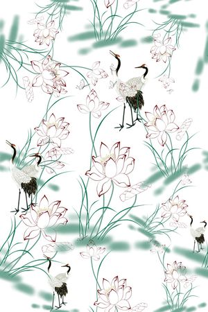 仙鹤印花华亿平台图片