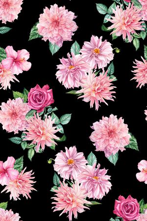 黑底大花印花华亿平台图片