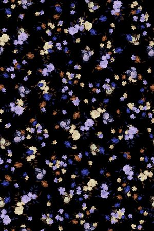 黑底花卉印花华亿平台图片