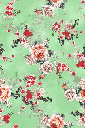 中国风花卉印花华亿平台图片