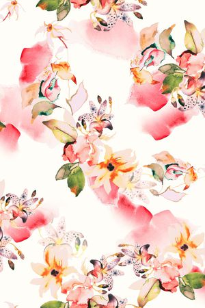 水彩花卉印花华亿平台图片