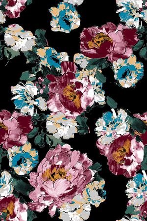 水彩花卉印花华亿平台图片